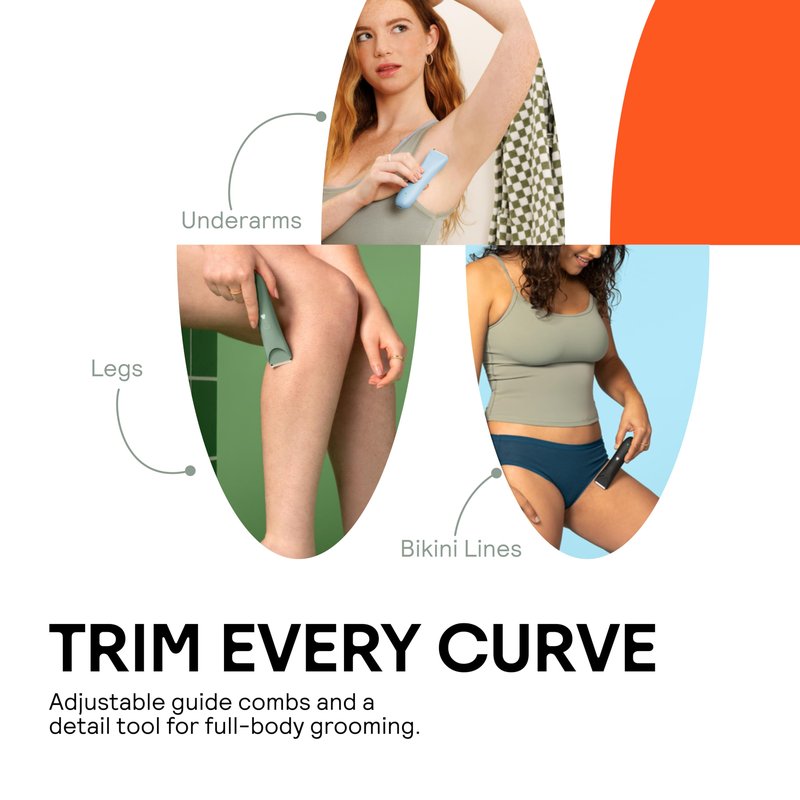 MERIDIAN Slimmer Trimmer – Electric Razor for Women, Bikini Line & Pubic Hair Trimmer, Rechargeable & Waterproof, Painless, Flawless Shave for Sensitive Skin, Gentle, Quiet & Travel-Friendly, Sage