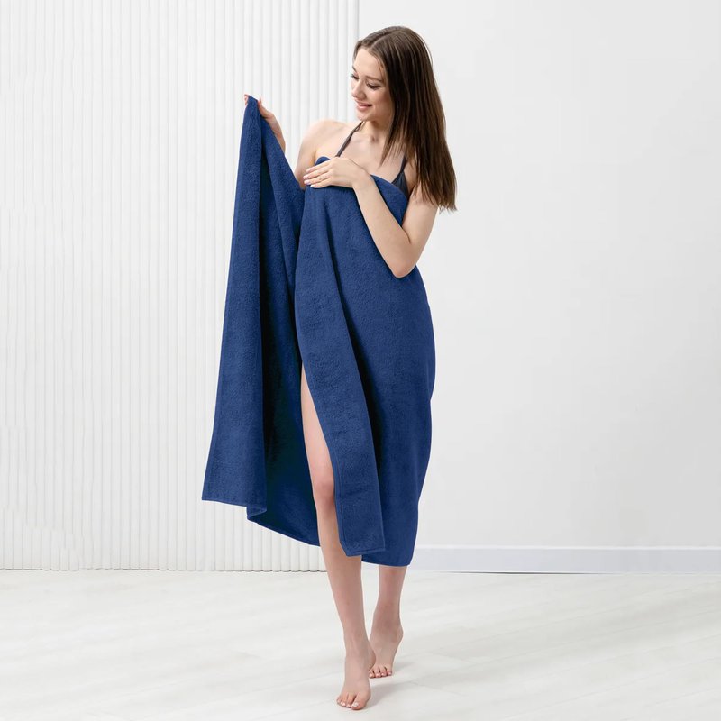 Novo Home Bath Sheets – Extra Large Bathroom Sheet Set – Pack of 2 Jumbo Towels Royal Blue (71x35in) – 100% Cotton Soft Quick Dry Large Bath Towels for Adults Hotel Spa Bathroom Use
