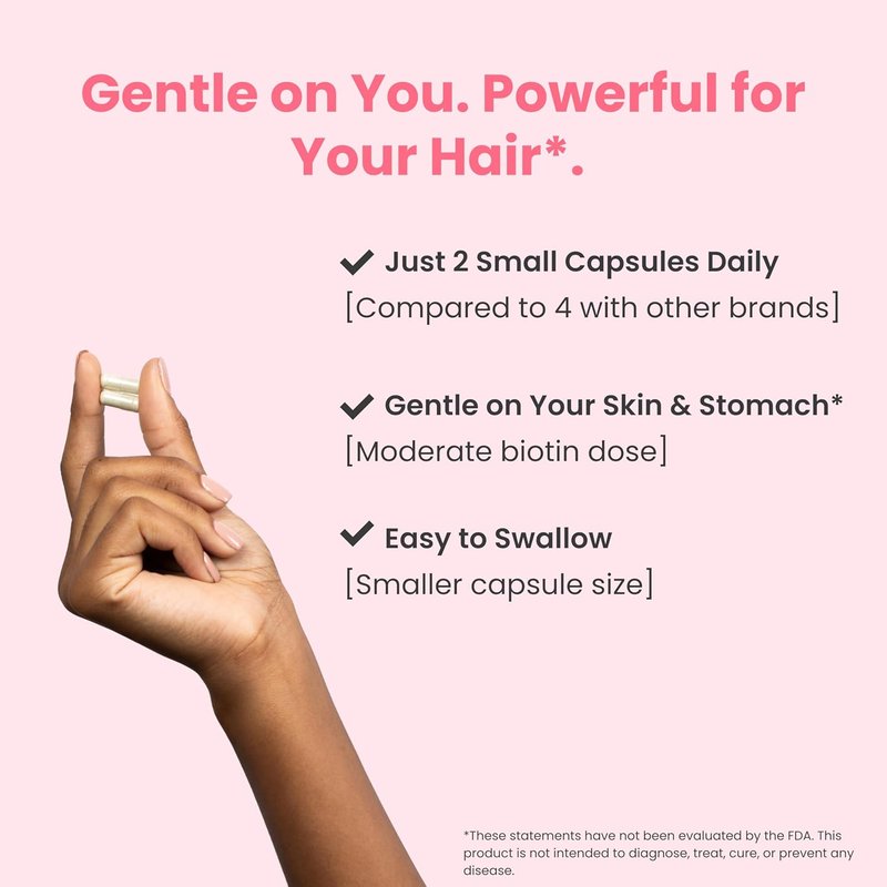 Hair Growth Vitamins - Vegan Formula with 5000mcg Biotin for Thicker, Fuller Hair | 60 Capsules with 11 Ingredients
