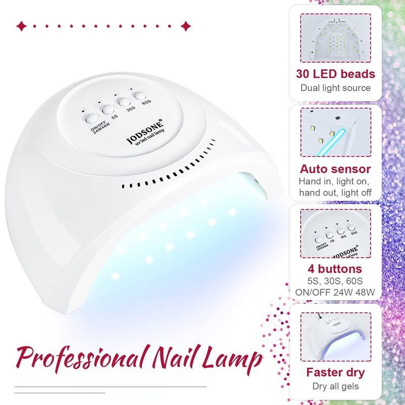 JODSONE Gel Nail Polish Starter Kit - 60 Colors, UV Light, No Wipe Base & Top Coat | Easy Application