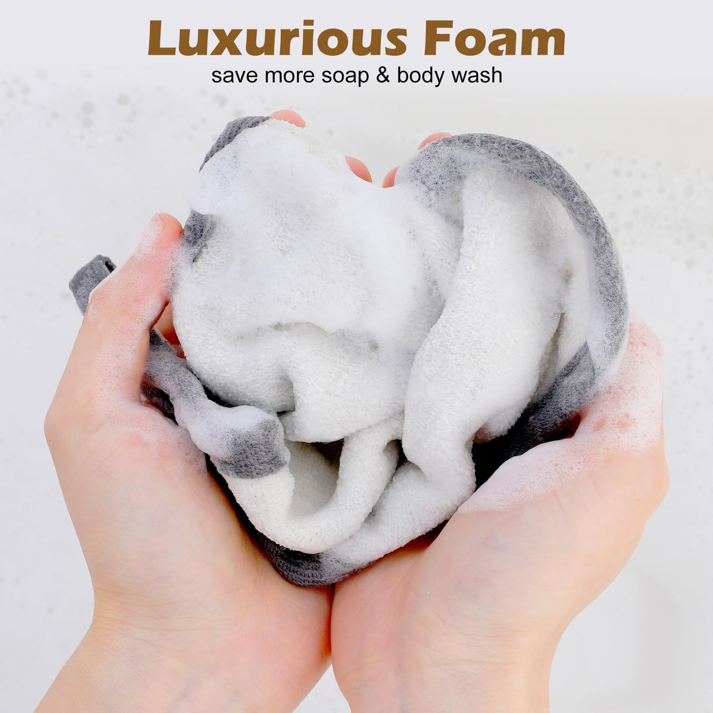 Shimmeroo 3Pcs Exfoliating Washcloths for Face 8x8 Inch Bamboo Charcoal Premium Face Body Wash Cloths with Softness Scrubbing Two Sides Exfoliating Towel for Women Men(Grey)