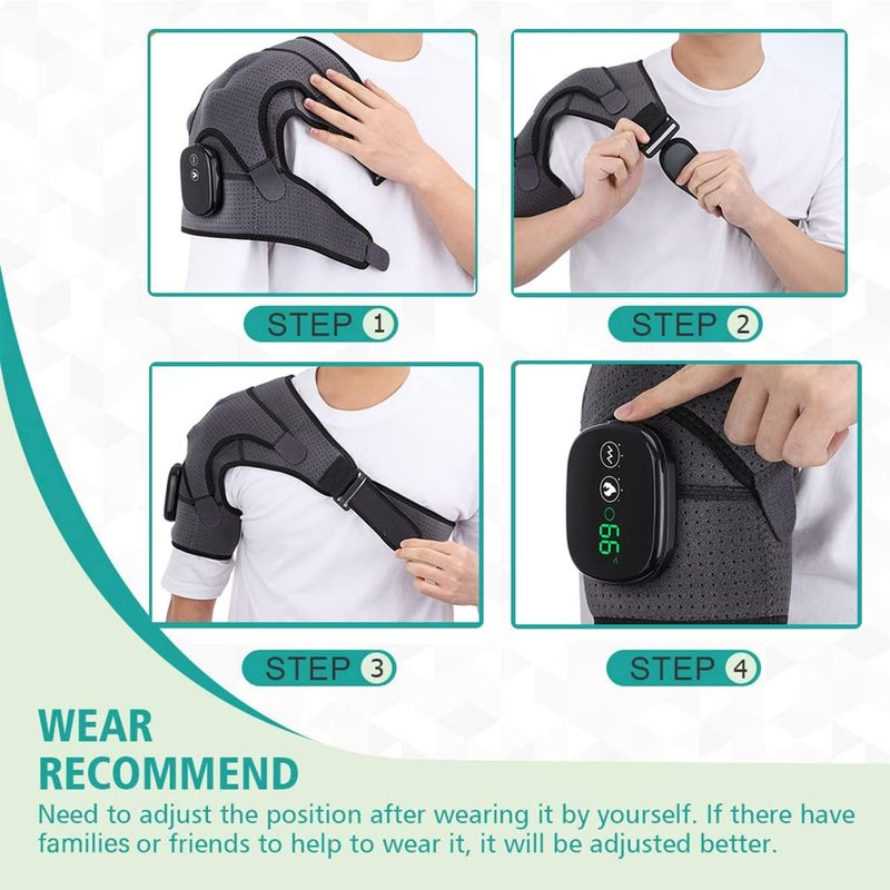 Heated Shoulder Wrap - Cordless Electric Heating Pad with Vibration Massage | Adjustable Fit for Men & Women