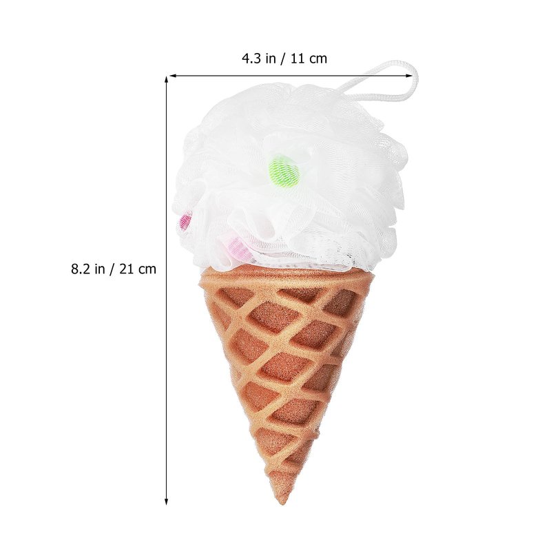 DEARMAMY Kids Loofahs 3 Pack Ice Cream Bath Sponge Shower Balls Soft Body Scrubbers with Hanging Rope for Toddlers Gentle Bath Accessories