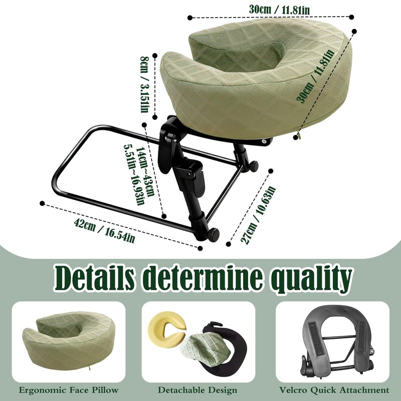 GOKKYOA Massage Headrest for Bed Face Cradle, Adjustable Massage Attachment for Mattress, Portable Massage Head Rest for Mattress, Face Down Pillow After Eye Surgery (Turquoise)