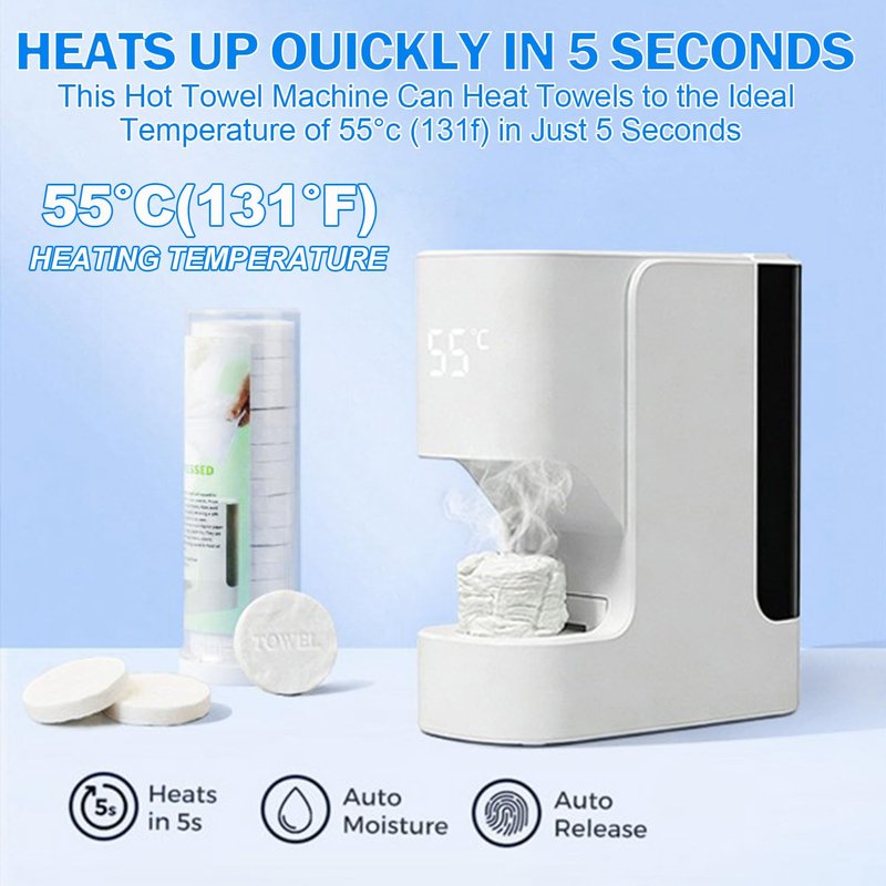 2026 New Hot Face Towel Heater Machine, Towel Warmer, Warmer Heater Machine with 5-Second Heating to 55°C (131°F), Smart Voice Alert for Home Salon, Spa (with 20towels)