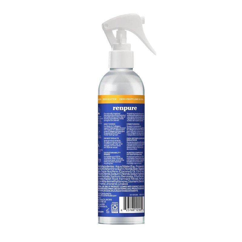 Renpure Biotin & Collagen Leave-In Conditioner Treatment, For a Fuller, Thicker Look That Shines, Biotin Hair Spray Leave In Conditioner For Fine, Thin or Limp Hair, Vitamin B7, Collagen - 8 Fl Oz