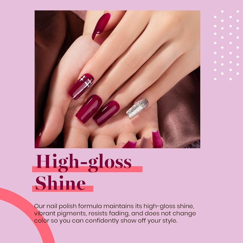 Beetles Wine Red Gel Polish - Vanessa Burgundy Nail Polish, 15ML Long-Lasting Soak Off UV/LED for Home Manicure