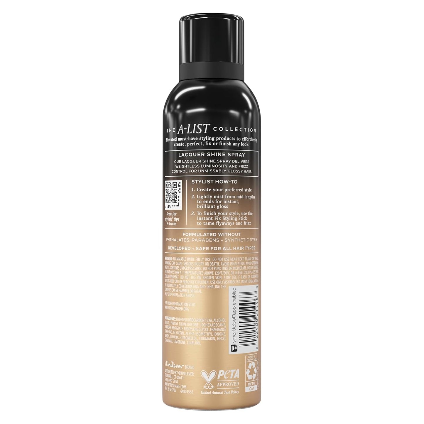 TRESemmé Lacquer Shine Spray - Brilliant Gloss & Humidity Control | 5.3 Oz for All Hair Types