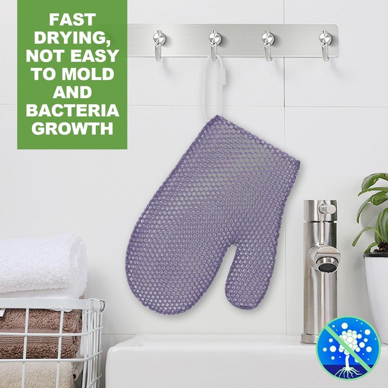 etspolt Exfoliating Glove Bath Mitt -Exfoliating Gloves for Shower, Body Scrubber for Deep Cleansing, Quick Drying Bath Gloves (Purple)