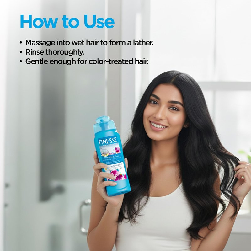 FINESSE Self Adjusting 2 in 1 Texture Enhancing Shampoo and Unisex Conditioner, 13 Ounce (I0025928)