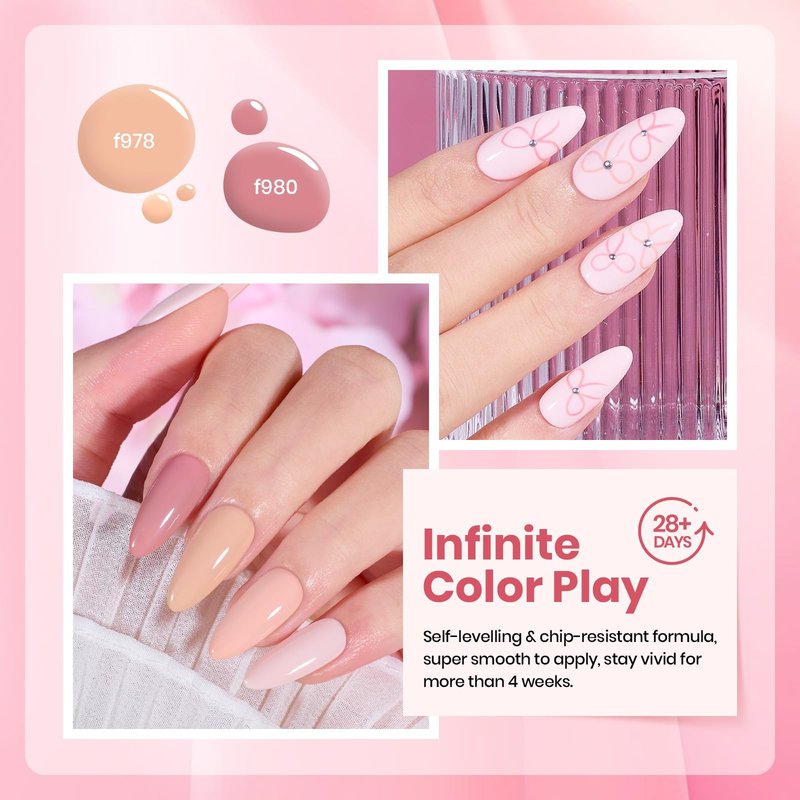 Beetles Nude Pink Gel Polish - 6 Colors Nude Pink gel polish Set Summer Light Colors Soak Off Nail Art Manicure Salon Uv Led DIY at Home Vanilla Cloud Collection