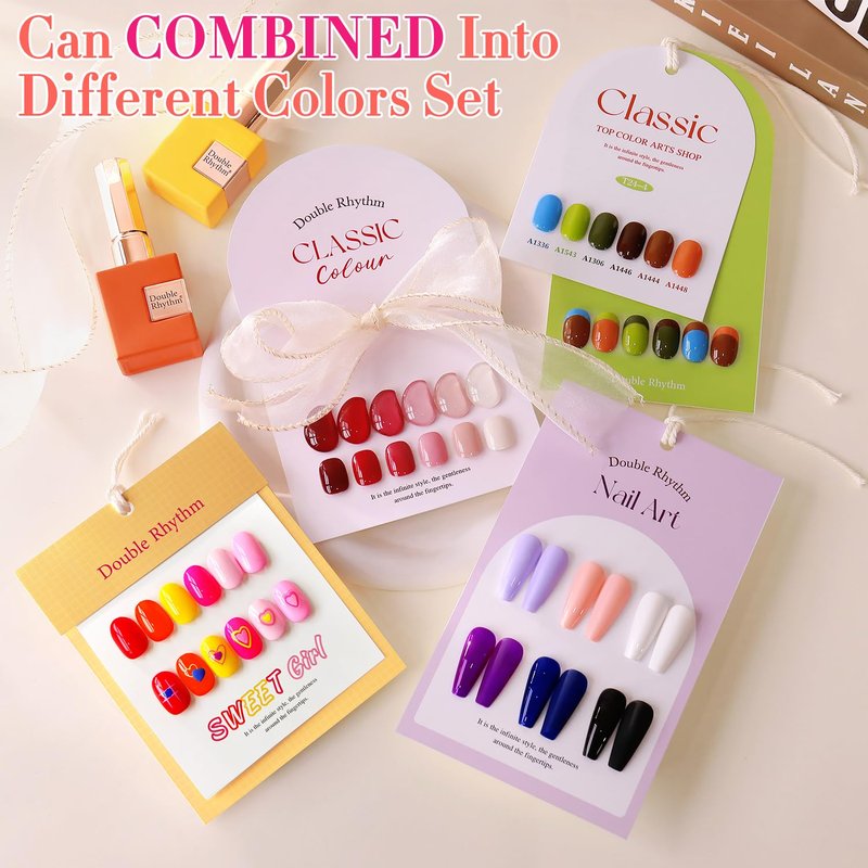 Double Rhythm 28Pcs 0.5Oz Gel Nail Polish Set Same Color Same Bottle Gel Polish Kit Nail Art Manicure Salon DIY at Home for Women (Red Pink Collection-T24-4)