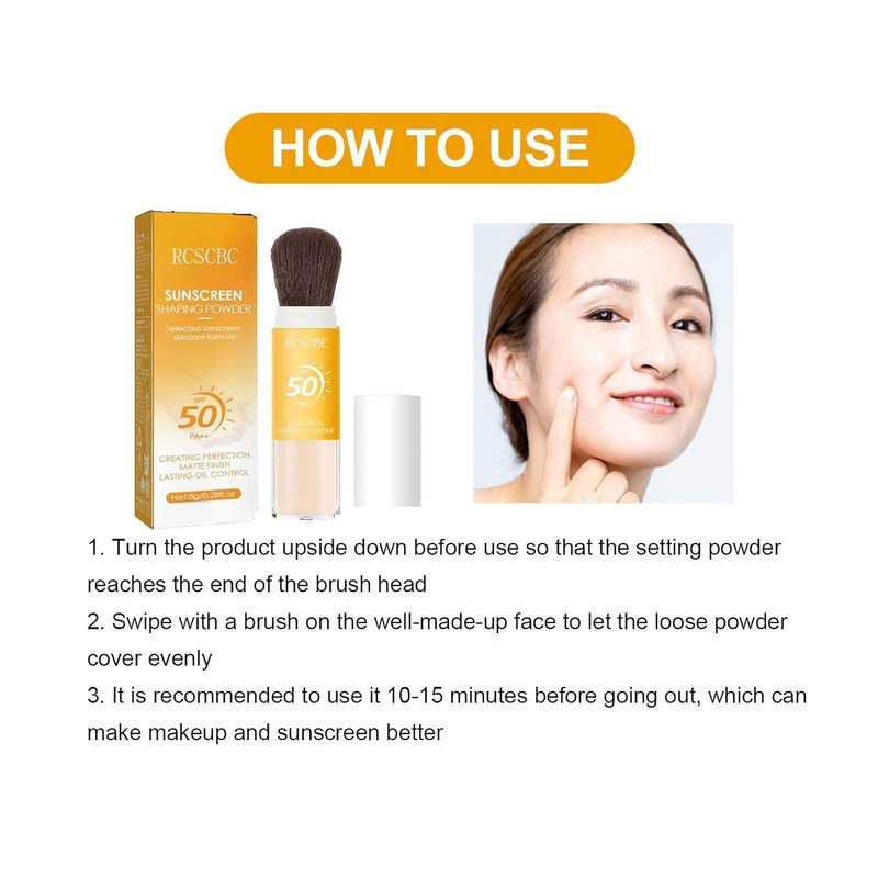 Regine Switzerland SPF 50 Powder Sunscreen - Lightweight Brush for Face & Scalp, All Skin Types (1 PCS)