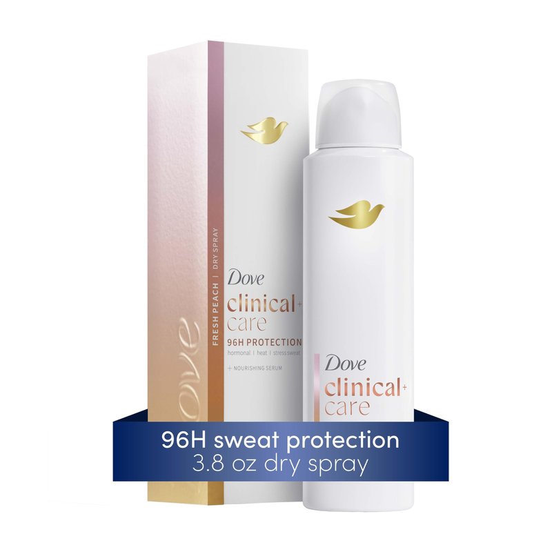 Dove Clinical + Care Antiperspirant Deodorant Dry Spray for Women Fresh Peach with Nourishing Serum 3.8 oz