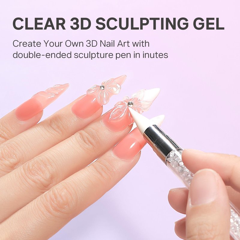 MIZHSE 30g 3D Gel Nail Art Clear Sculpting Gel Non-Sticky Molding Gels for Nails Sculpting U V LED Soak Off Gels Polish with Nail Art Pen Nail Design Home Manicure