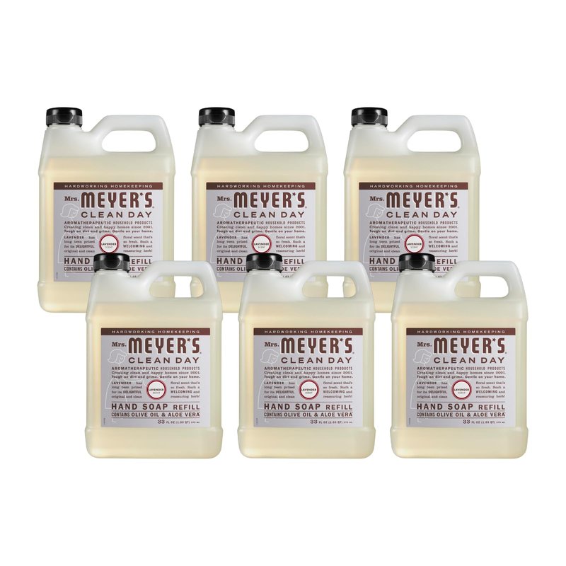 Mrs. MEYER'S Clean Day Liquid Hand Soap Refill, Lavender, 33 Fl Oz (Pack of 6)