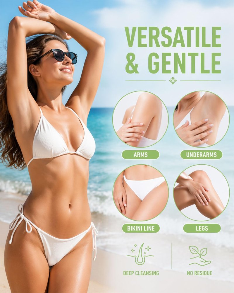 Hair Removal Cream for Women & Men, Gentle & Fast Body Hair Remover, Smooth Skin Finish, Suitable for Legs, Arms, Underarms & Bikini Area, Soothing Formula for Sensitive Skin