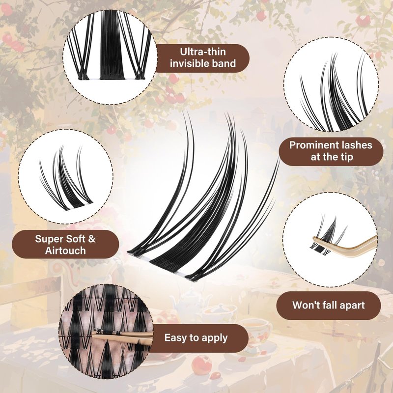 JMS&JMS Fairy Lash Clusters Kit Natural Cluster Lashes Invisible Band Manga Lashes with Lash Bond and Seal Eyelash Applictor Anime Lash Lash Extension Kit for Beginner (Fairy-8-18mix)