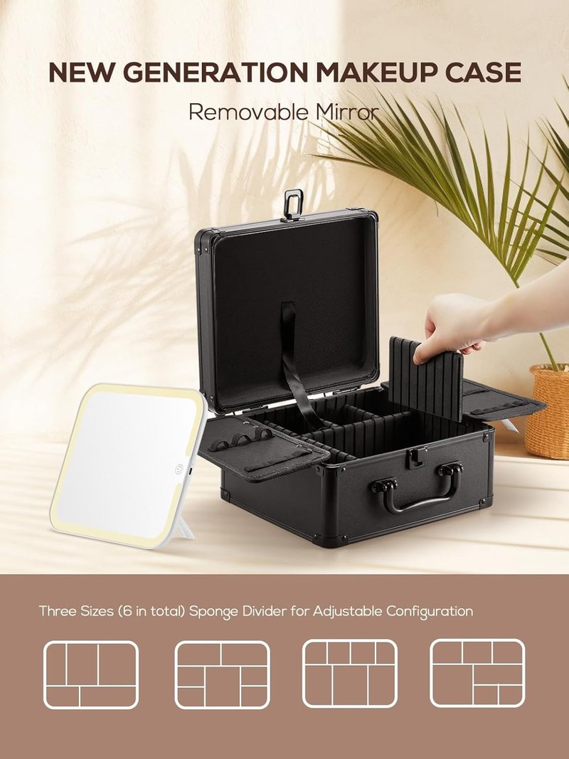 Makeup Case with Light-Up Mirror - Stylish Organizer Bag for Women & Girls | Perfect for Travel