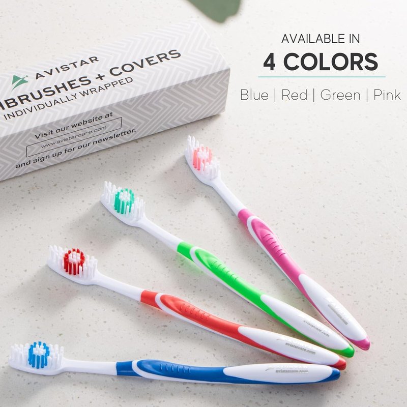 Avistar Bulk Toothbrushes Pack - 148 Individually Wrapped for Travel, Hotels, Relief Missions, and Donations - Disposable Toothbrush Pack Adults and Kids - Red, Blue, Green, Pink