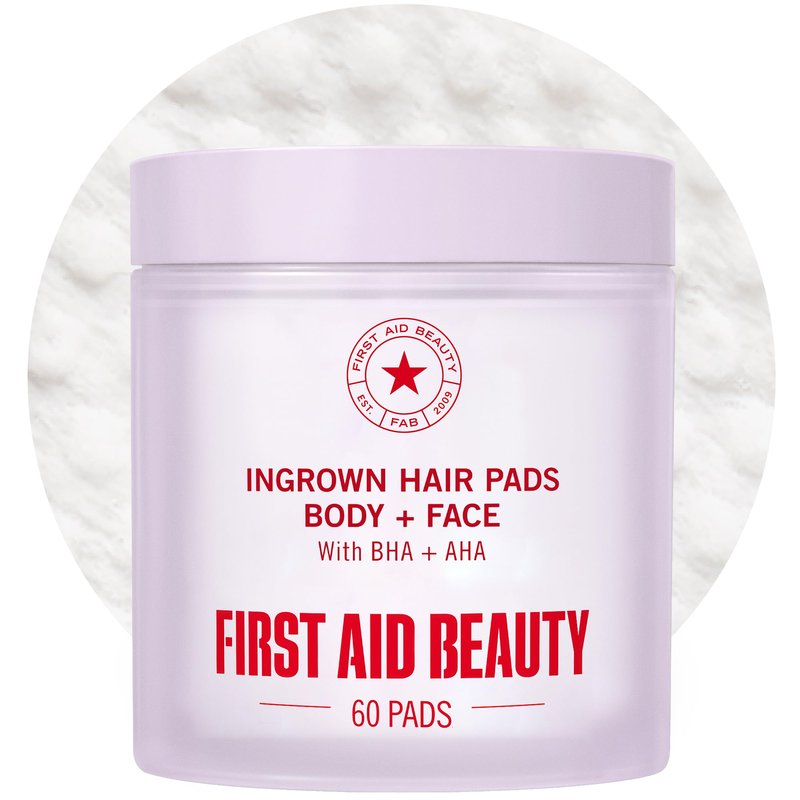 First Aid Beauty Ingrown Hair Pads, Body & Face with BHA & AHA - Dermatologist-Tested Aftershave Treatment to Help Prevent Razor Bumps & Exfoliate Underarms & Bikini Area - Sensitive Skin - 60 Count