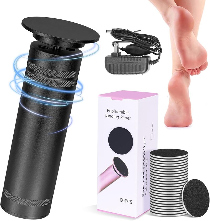 PowerPro Electric Foot Callus Remover - 36W Heavy Duty Metal Grinder for Smooth Feet | 60 Sandpaper Pads Included