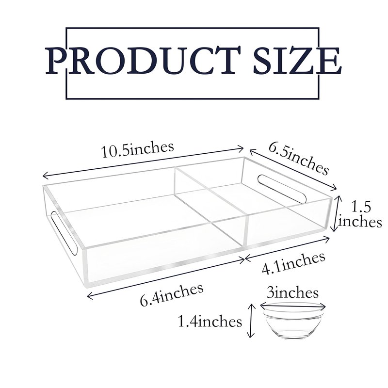 LUGUNU Multipurpose Acrylic Tray Set, 10X6.1X1.3inches Pedicure Tray, SPA Tray,Foot Care, Foot SPA, Tray Set Includes 4 Acrylic Bowls, Brush and Small Scraper Spoon