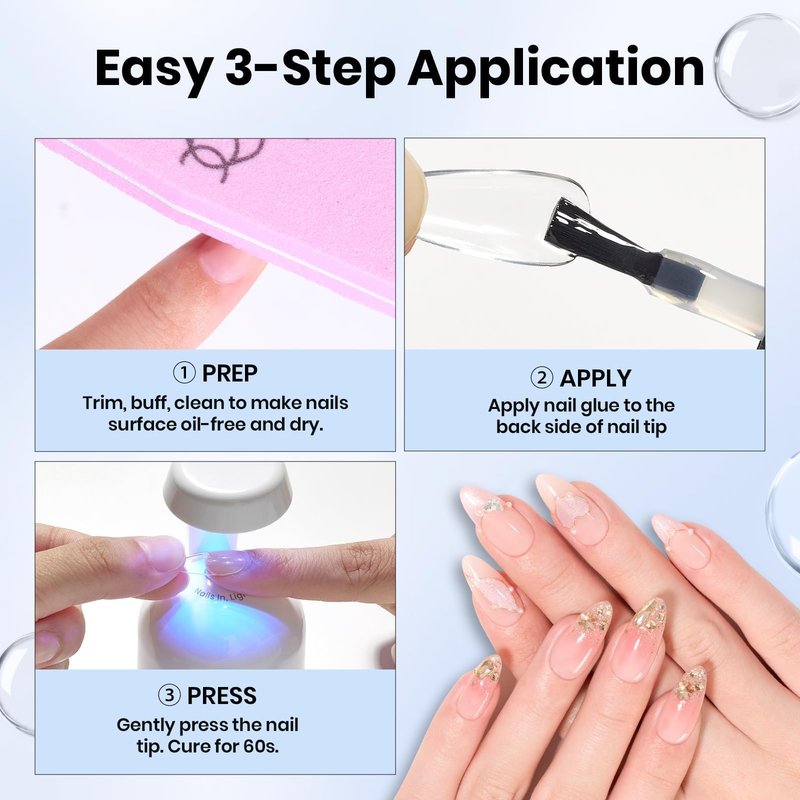 Beetles 9 in 1 Gel Nail Glue for Acrylic Nails Tips, 2Pcs 10ml Long Lasting Uv Nail Glue for False Nail Tips, Clear Press On Nails, Base Gel, Summer Nail Art, U V Light Required