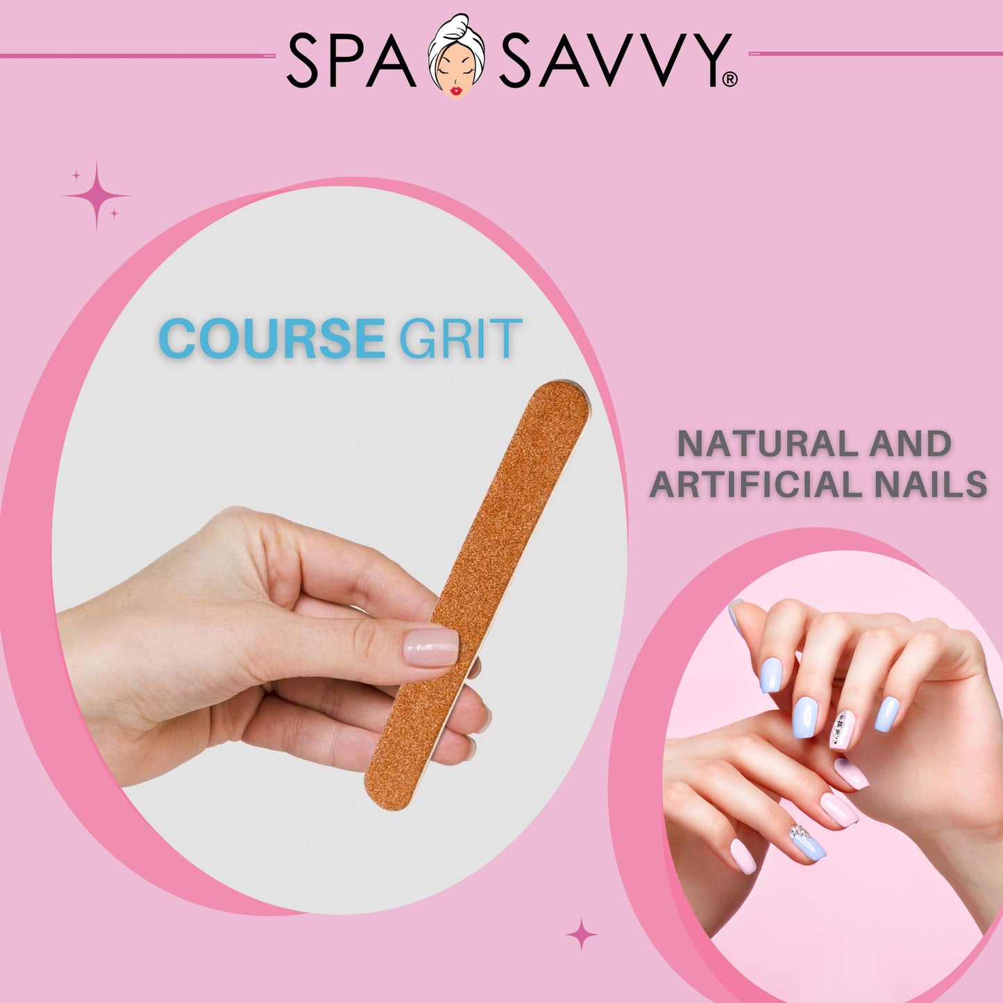 Spa Savvy Nail File Set, 30 Count, Double Sided 4.5 Inch Emery Boards for Regular, Gel, and Acrylic Nails, Pedicure and Manicure Tools