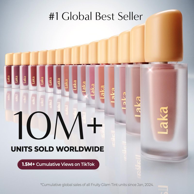 Laka Fruity Glam Lip Tint Mini, 1.9g/0.07oz, Glowing Lip Stain with Wide Color Spectrum, Hydrating & Lightweight Texture, Long-Lasting Bold Stain, Non-Sticky, Vegan, K-Beauty (#103 Humming)