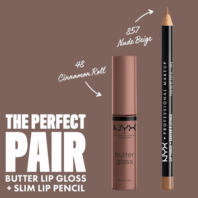 NYX Butter Gloss - Brown Sugar Non-Sticky Lip Gloss | Rich Cinnamon Roll Shade