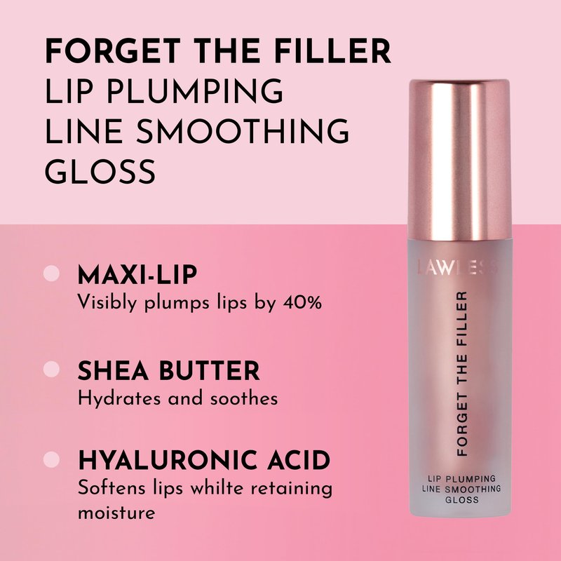 Lawless Forget the Filler Lip Plumping Line Smoothing Gloss - Premium Volumizing Lip Gloss with Natural Ingredients Designed to Plump, Firm, and Hydrate Lips 0.11 oz