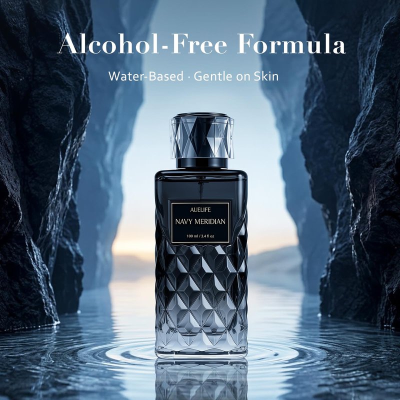 Auelife Cologne for Men, Alcohol-Free Long Lasting Perfume Fragrance, Fresh Lemon Citrus & Marine Scent with Cedar, Patchouli & Musk, 100ml / 3.4 Fl Oz, Daily Wear, Father’s Day Gift (NAVY MERIDIAN)