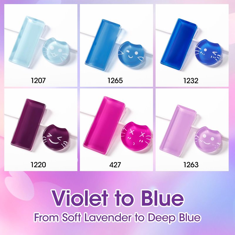 GELLEN Gel Polish Set, 6 Colors Purple Blue Gel Nail Polish Set, Lavender DarkBlue Periwinkle Nail Gel Colors Soak Off UV LED Lamp Cured for Nail Art Manicure DIY at Home, Violet to Blue