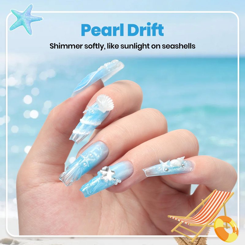 Beetles 3D Gel Nail Art with 3D Mold-Pearl White Solid Builder Nail Gel,5 in 1 Non-Sticky Sculpting with Dual-Ended Sculpture Pen, Beginner Friendly DIY at Home,UV LED Lamp Needed,Pearl Drift
