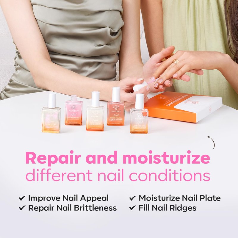 modelones Nail Strengthener and Growth Pearl Pink Nail Polish Nail Repair for Damaged Nails Hardener Extra Strong and Growth Nail Care Gifts for Women 15ml