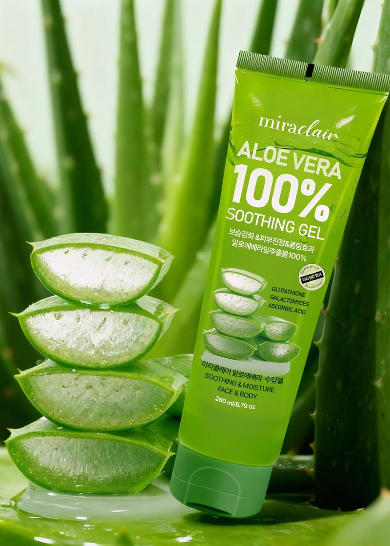 Aloe Vera Gel - 100% Pure Moisturizing Gel for Face & Body | Soothing Sunburn Relief, Travel Size 8.79 oz