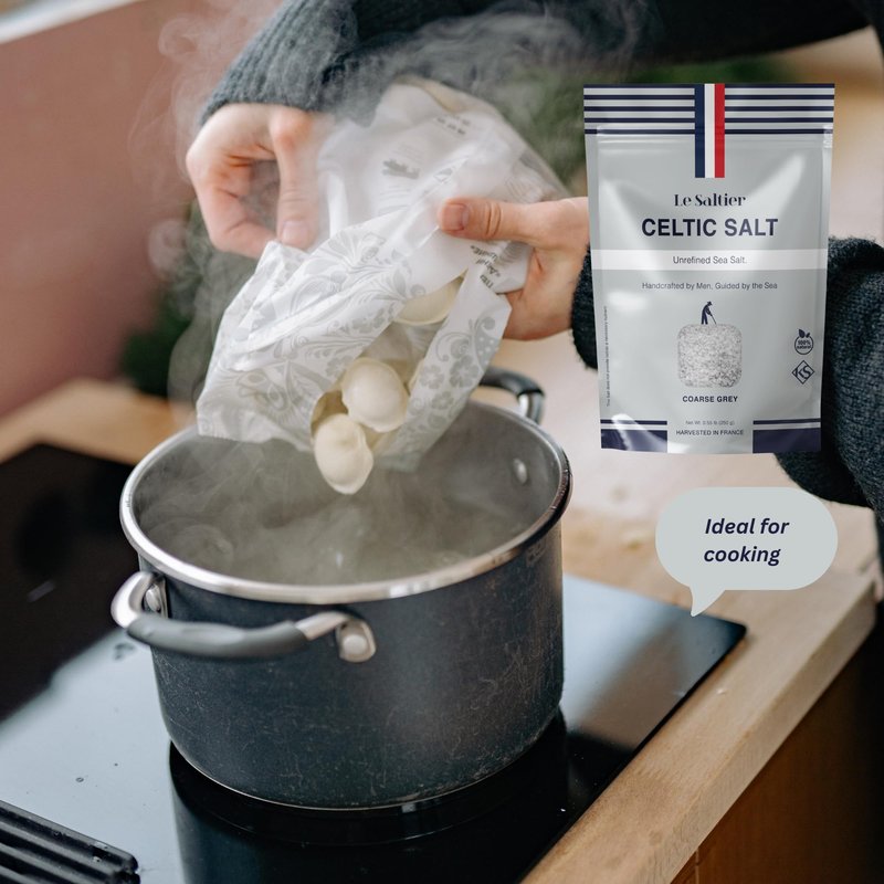 LE SALTIER Organic Coarse Grey Celtic Sea Salt, Mineral-Rich Unrefined French Sea Salt, Traditionally Hand Harvested in Brittany, Kosher, (500g/1.1lb)