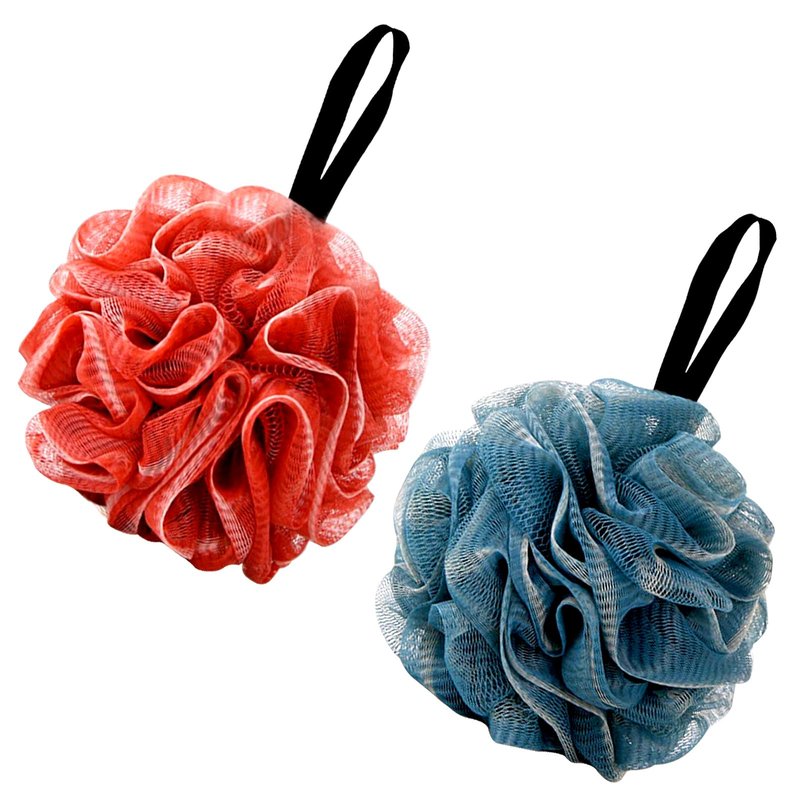 Shower Gel, Loofah Sponge Bag, Body Scrub, Exfoliating Shower Gel, Sponge, Men's and Women's Shower Accessories, Cleaning Tools (2 Pieces Red,Green)