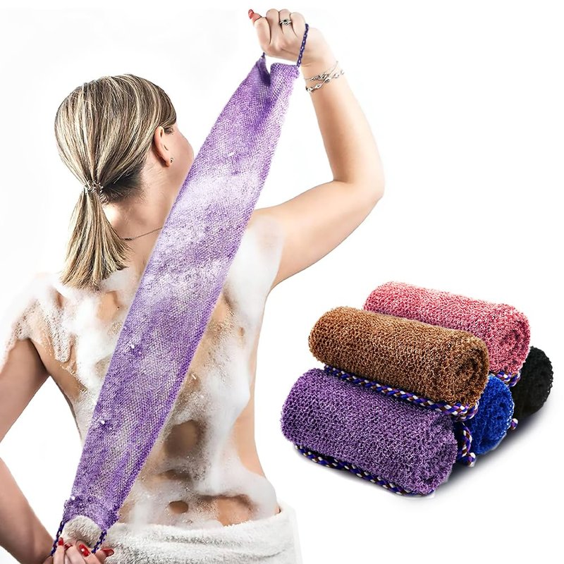 5 Pieces African Net Sponge with Handles Long African Exfoliating Net Washcloth Bath Sponge Net Cloth Wash Net Body Back Scrubber for Shower Loofah