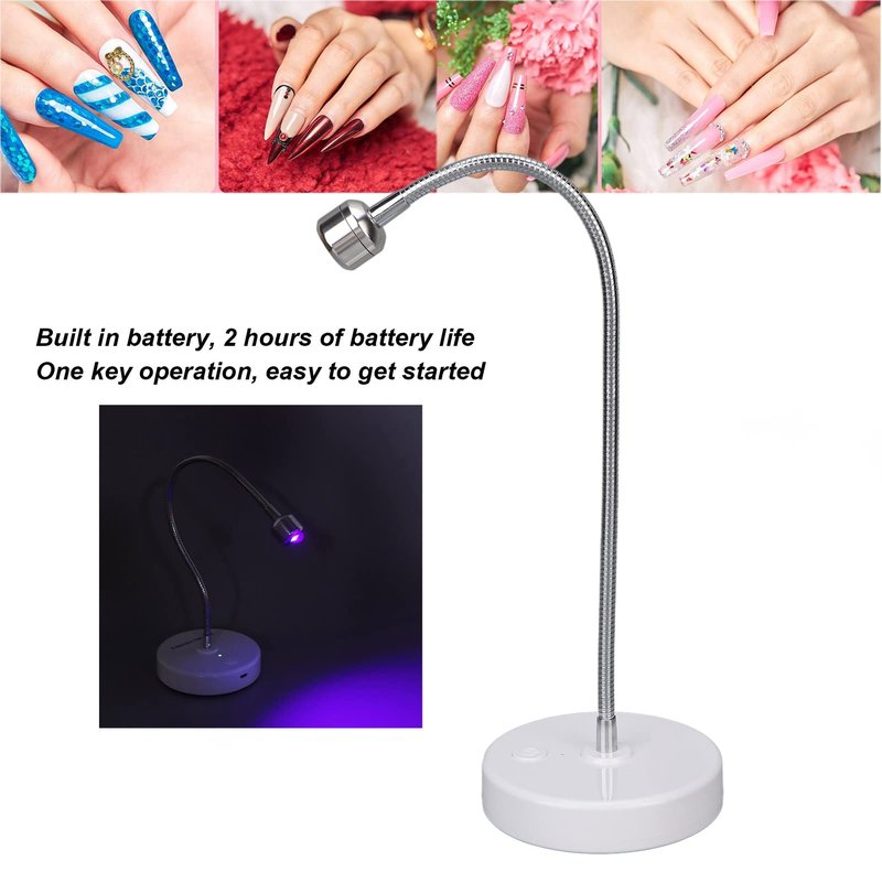 LAJS UV LED Nail Lamp, 3W USB Gel Curing Light with 360 Rotatable Gooseneck, 60S Timer for Salon and Home Use (LAJS5d4)