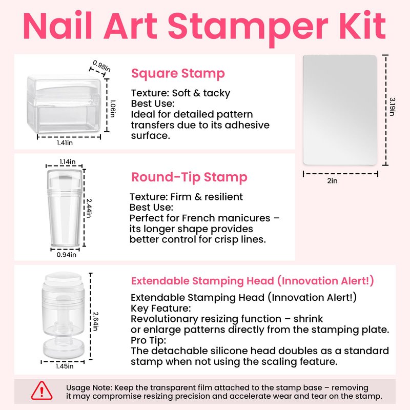 ESUOHYM 6PCS French Tip Nail Stamp Art Kit Clear Silicone Nail Jelly Stamper With Scrapers Polish French Manicure Stamping Set For Women Diy Artists Salon