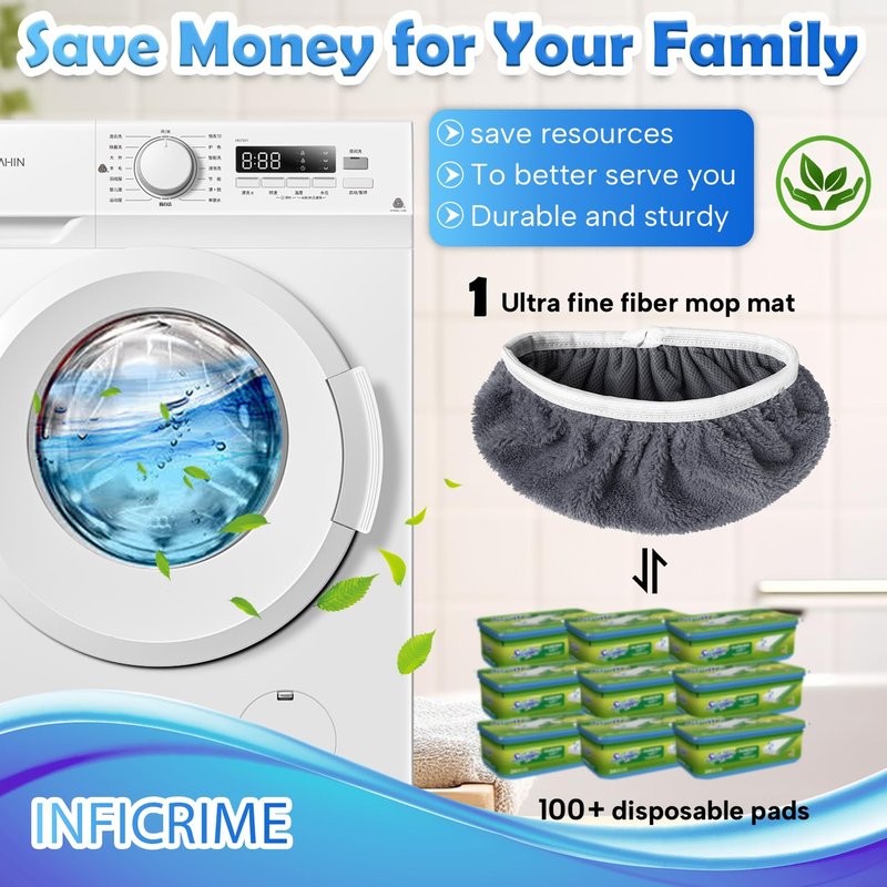 INFICRIME 6 Pack Reusable Microfiber Mop Pads Compatible with Swiffer Sweeper Mop, Dry Sweeping Cloths & Wet Mopping Cloths, Washable Mop Pads for Surface/Hardwood Floor Cleaning (Mop is Not Included)