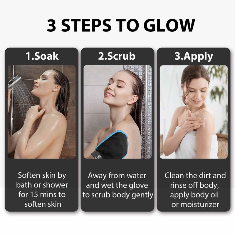 Exfoliating Gloves 2 Pcs, Exfoliating Body Scrubber for Bath Shower Exfoliation, Body Scrub Exfoliator Loofah Sponge for Dead Skin Remover, Korean Exfoliating Mitt (Browm)