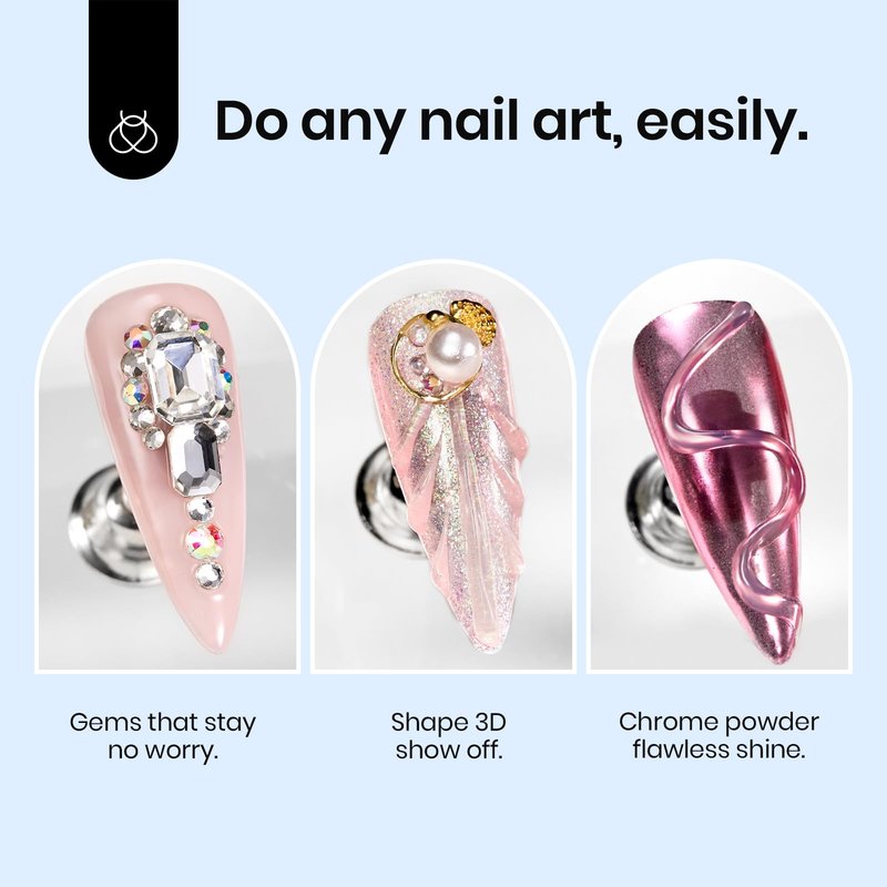 Beetles 3D Gel Nail Art, 1Pcs 15ml Sculpting Gel 3 in 1 Clear No Wipe Nail Polish Rhinestone Art Glue for Nail Gems Diamond Jewelry U V LED Lamp Needed DIY Home Salon Nails Gifts for Women