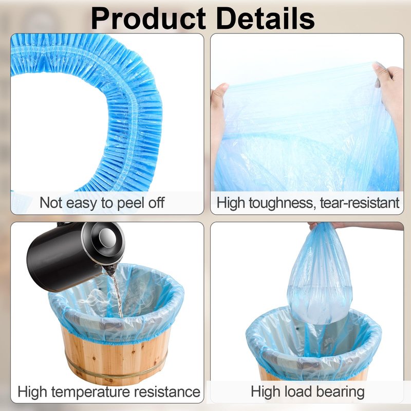 25 Pcs Blue Pedicure Liners Disposable, Disposable Foot Tub Liner Portable Bath Bags with Retractable Belt, Portable Bath Bag, Can Be Used in Foot Bath Stores, SPA halls, Home Personal Care