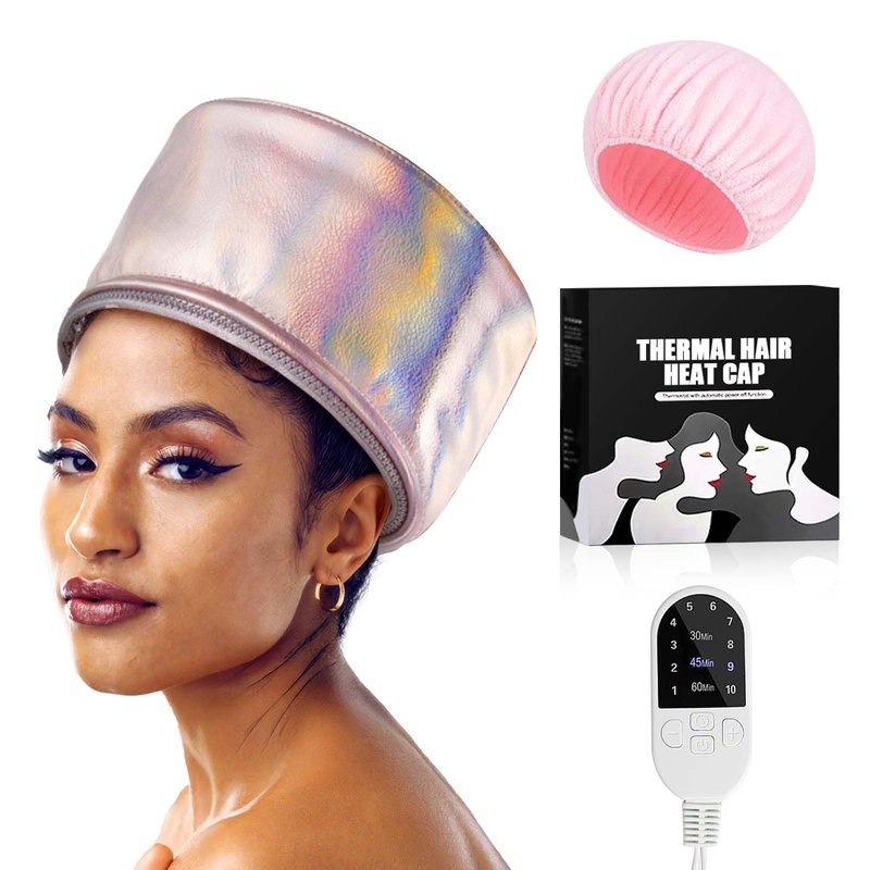 Electric Hair Care Cap for Deep Care,Women Heating Thermal Heat Cap,Hooded Bonnet Head Band for Drying Styling Curling Deep Conditioning,3-Level Heats Up,Personal Hair Care Use at Home (Pink)