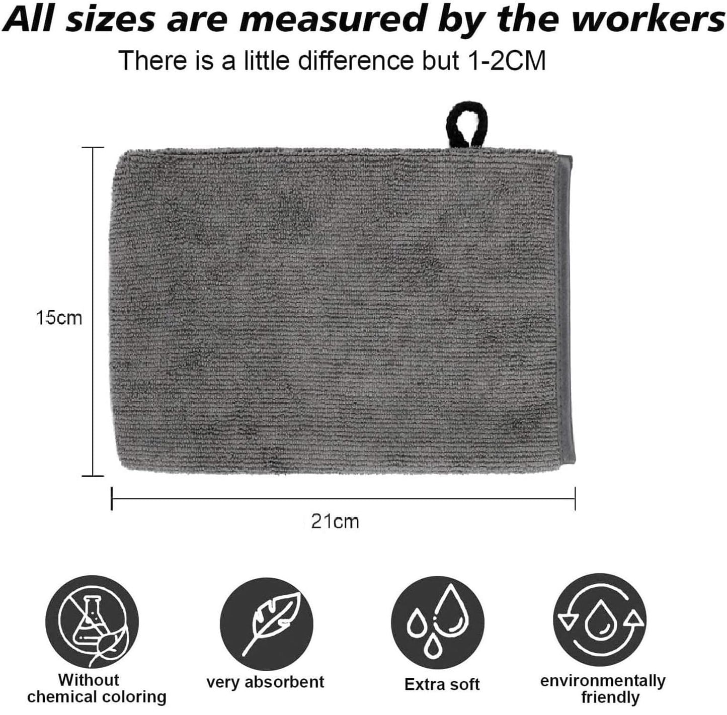 PHOGARY Microfiber Face Cloths, 6"x8" Fast Drying Bath Mitts Washcloth, Super Absorbent Soft Lightweight Towel Body Facial Cloths Small Wash Mitt for Travel Showering Washing Face, 6 Pack, Grey