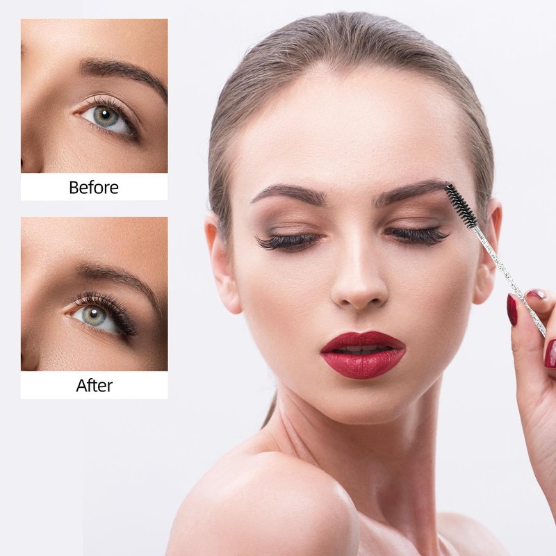 200 Pcs Disposable Eyelash Brushes Crystal Mascara Wands for Eye Lashes Extension Eyebrow and Makeup, Black