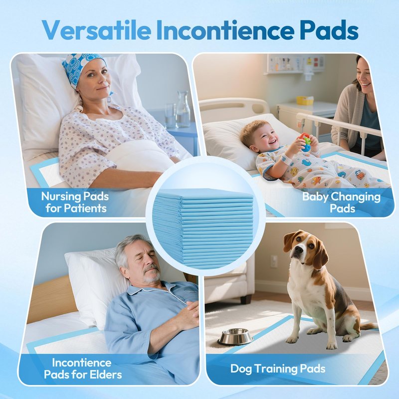 Bed Pads Disposable Adult 40"x40" 60 Count, Extra Large Chucks Incontinence Underpads, Super Absorbent & Leakproof Chux Pads, Pee Pads for Pets, Adults & Kids, Puppy Training Pads